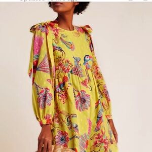 Anthropologie Banjanan Birdie Shoulder Tunic Tie Dress